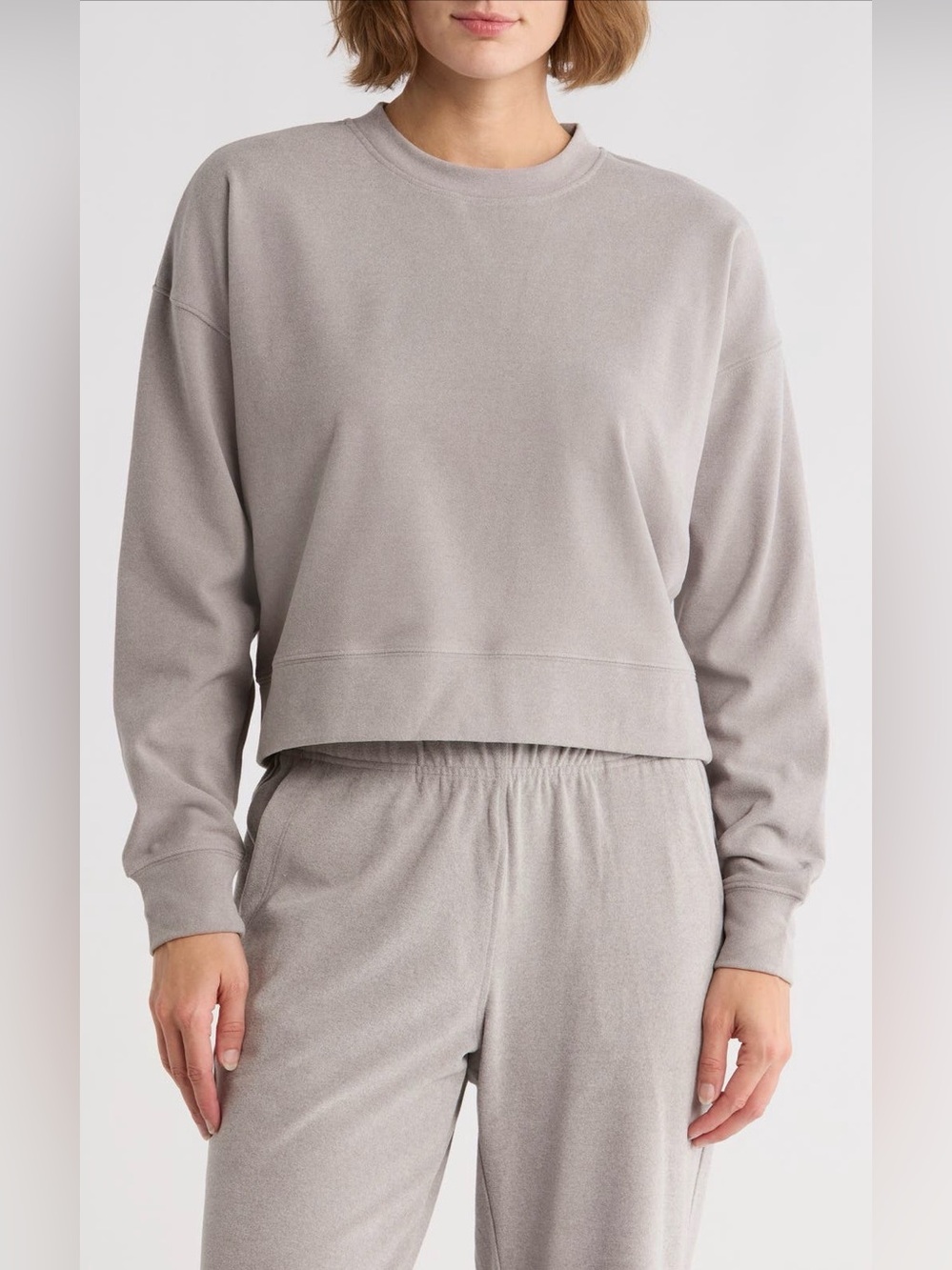 NEW…90 Degree by Reflex Tranquility Pique Cropped Sweatshirt